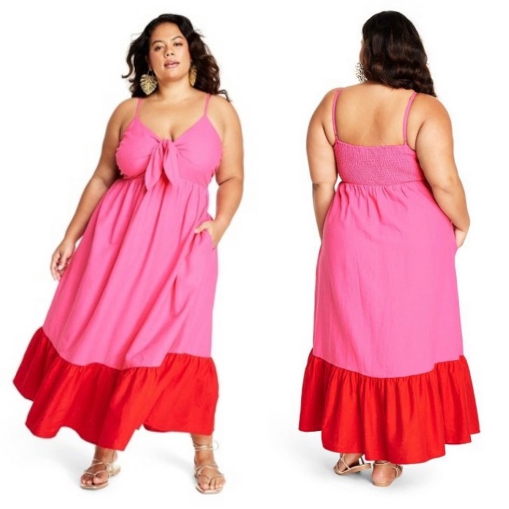 NWT, Tabitha Brown X Target
Tie-front Colorblock Midi
Dress
Size: 1X Plus